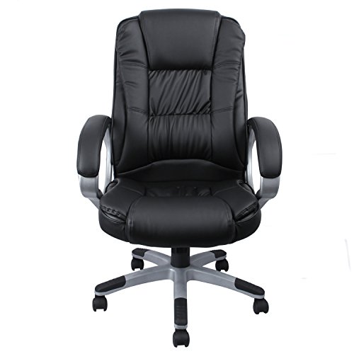 Pu Leather Modern Executive Computer Desk Office Task Chair (Black)