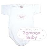 BABY BODYSUIT WHITE  PINK CLOUD LOVE ME , I'M SAMOAN  SAMOA 3 - 6 Months