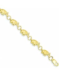14K Gold Elephant Bracelet 7 Inches