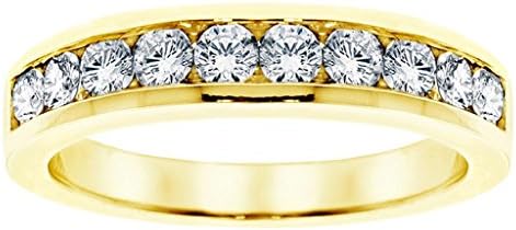 1.00 CT TW Channel Set Round Diamond Anniversary Wedding Ring in Yellow Gold - Size 8