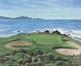 Pebble Beach Golf Course Decorative Art Poster Print by Ron Jenkins, 20x16