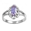 Sterling Silver Baby Ring - 2mm Band Width - 11mm Face Height - Sizes: 1,3,4,5 Lavender CZ