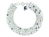 Beautiful! Sterling-silver Hearts and Flowers Women's Mesh Bracelet