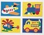Puzzle Sets - Transportation Puzzles Set includes an airplane, train, helicopter and fire truck