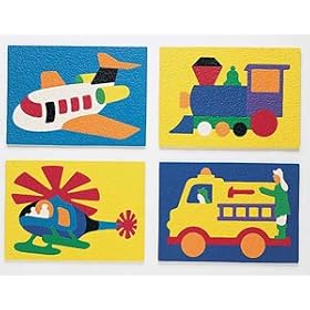 Puzzle Sets - Transportation Puzzles Set includes an airplane, train, helicopter and fire truck