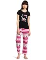 Hello Kitty Women's Hk Cozy Night Top And Pant Pajama Set