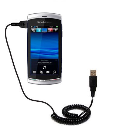 Coiled USB Cable for the Sony Ericsson U5 with Power Hot Sync and Charge capabilities - uses Gomadic TipExchange Technology