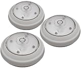 Wireless LED Lights - Set of 3 Push Lights, 3 dia. x 1.5
