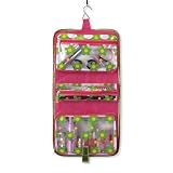 Hanging Travel Storage Bag in Pink with Green Flowers