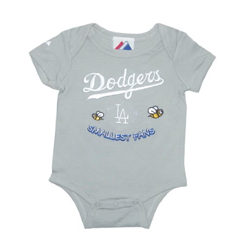 Majestic Los Angeles Dodgers MLB Baby / Infant One-Piece Bodysuit / Romper / Onesie - Grey (Size: 3-6)