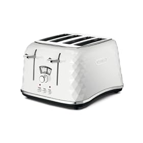 De'Longhi Brillante Faceted 4-Slice Toaster, White