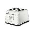 De'Longhi Brillante Faceted 4-Slice Toaster, White