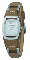 Fossil ES1072 Ladies Brown Leather Strap Watch With Silver Dial