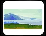 Decorated Mouse Pad with green, impressionistic, purple