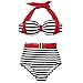 Cocoship Retro 50s Black Stripe Polka Dot Vintage High Waisted Bikini Swimsuit(FBA)