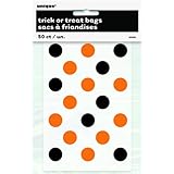 Orange & Black Polka Dot Halloween Treat Bags, 50ct