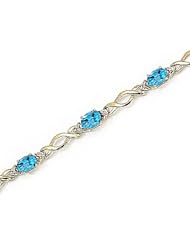 14kt Yellow Gold Oval Blue Topaz and Diamond Bracelet