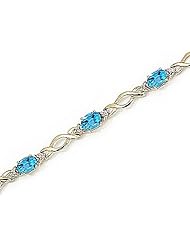 14kt Yellow Gold Oval Blue Topaz and Diamond Bracelet