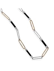 Sterling Silver 33 + 1 Inch Two Tone and Wood Necklace