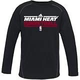 NBA Youth Miami Heat Long Sleeve Heathered Spdwk Perf. Tee - R28D5Ohe (Black Heather, Small)