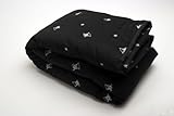 IMAGE OF Sin in Linen Black Embroidered Skull and Crossbones Throw Blanket