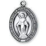 Sterling Silver Miraculous Medal and 24-inch Chain