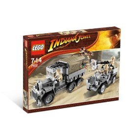 Lego Indiana Jones Movie Scene Set 7622 - Race for the Stolen Treasure with Indiana Jones with Hat, Whip and Bag, 3 Guards, 1 Covered Truck, 1 All Terrain Vehicle, Treasure Chest and a Horse (272 Pieces)