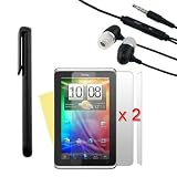 Two Clear Screen Protectors / Covers for HTC Flyer Comes With One Pack Stereo Headset /w Mic Black New & A Free Stylus Pen