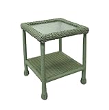 21 &acute; Glass Top Sage Green Square Resin Wicker End Table #KLY10350SG - GD - B001HKYI00