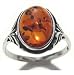 Baltic Amber Sterling Silver Oval Classic Ring 10x14mm Cabochon