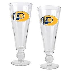 Indiana Pacers NBA 2pc Pilsner Glass Set with Basketball on stem - Oval Logo by Great American Products