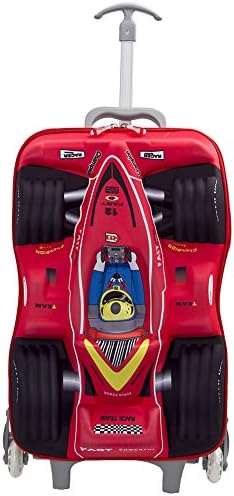 Kids Cartoon Sport Car Luggage Trolley Attachable Backpack Case Travel Bag K1996