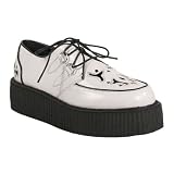2 inch Platform Metal Stud Veggie Faux Leather Creeper Shoe White/Black Faux Leather
