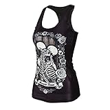 HuntGold Women Gothic Kiss Skull Pattern Tank Top Corset Camisole Costume Vest Waistcoat