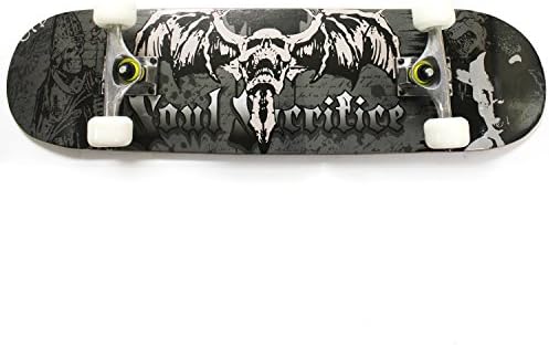 Complete Skateboard 31"x8" Black Skull Bat Skull Street Cruiser - Maple Wood Deck, Double Kicktail, Griptape, Durable Aluminum Trucks, PU Wheels, Heavy Duty ABEC-7 Bearings, *100% Guaranteed*