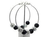 New Basketball Wives POParazzi Earrings IER2001 Silver/Jet Bk 80mm