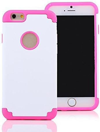 iPhone 6 Case,RVYITM iPhone 6 Cover Back - [iPhone 6 - 4.7] Double Color Dual Layer 2 in 1 Rugged Hybrid Hard/Soft Drop Impact Resistant Protective Case Bumper for iPhone 6 (4.7) (White/Pink)