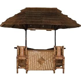 Bamboo Laguna Bar with 4 Bamboo Bar Stools by PolyTiki Creations