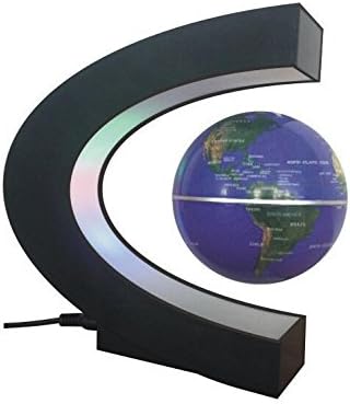 Magnetic Levitation Floating Globe World Map Display Magnets Suspension Tellurion 3 inch LED Light Anti Gravity Earth C Shape Toys Home Decoration Blue Color