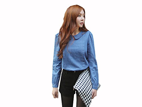 デニムシャツ 丸襟 レディース 森ガール 大きいサイズ