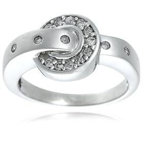 Sterling Silver Diamond Buckle Ring