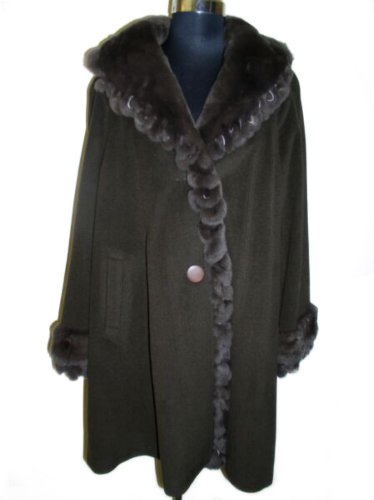 Cashmere Blend 3/4 Coat Rabbit Trims