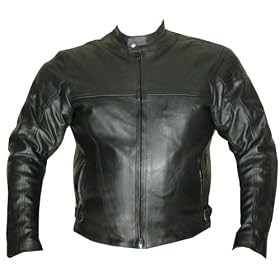 MOTORCYCLE BIKE CE HARD ARMOR LEATHER JACKET Black