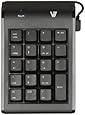 V7 Space Saving Ergonomic Spill Resistant 19 Key USB Numeric Keypad for Windows Desktop PC Notebook Laptop (KP0N1-7N0P) - Black