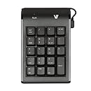 V7 Space Saving Ergonomic Spill Resistant 19 Key USB Numeric Keypad for Windows Desktop PC Notebook Laptop (KP0N1-7N0P) - Black