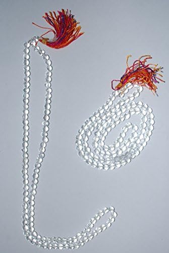 TheMindandBodyStore Clear Quartz Faceted Sphatik Jaap Mala Rosary 6Mm