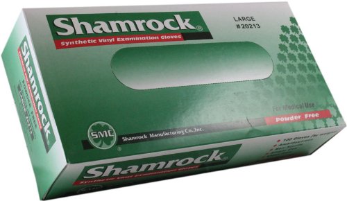 Shamrock 20213 Powder Free Clear Vinyl Large Examination Gloves - Sold by the Case
