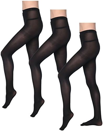 Women's Comfort Microfiber High Waist Solid 70 Denier Opaque Tights 1550 3-Black MT