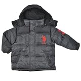 U.S. Polo Assn Boys 8-16 Black Plaid Bubble Jacket (14/16, Black)