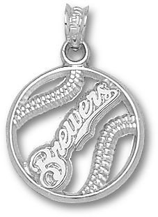 Milwaukee Brewers Pierced Brewers Baseball Pendant - Sterling Silver Jewelry